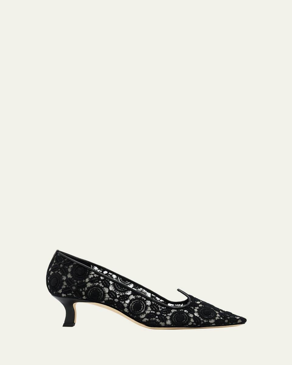 Euridi Floral Lace Kitten-Heel Pumps